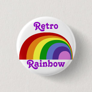 Badge Rond 2,50 Cm Bouton Arc-en-ciel rétro