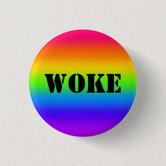 Badge Rond 2,50 Cm Bouton arc-en-ciel WOKE (Devant)