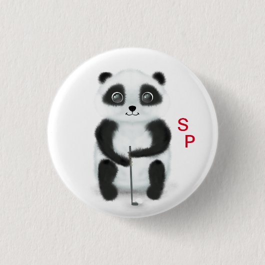 Badge Rond 2,50 Cm Bouton avec golf jouant panda (Devant)