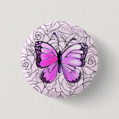 Badge Rond 2,50 Cm Bouton avec Papillon (Devant)