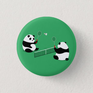 Badge Rond 2,50 Cm Bouton Badminton Pandas / Épingle / Insigne