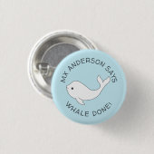 Badge Rond 2,50 Cm Bouton Béluga Whale Done (Devant & derrière)