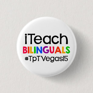 Badge Rond 2,50 Cm Bouton bilingue de professeur pour Vegas