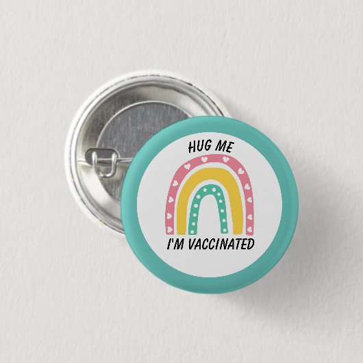 Badge Rond 2,50 Cm Bouton bleu arc-en-ciel Je suis vacciné (Devant & derrière)