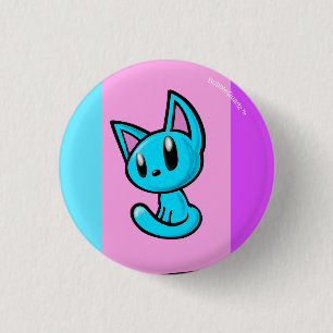 Badge Rond 2,50 Cm Bouton bleu de chaton de bande dessinée
