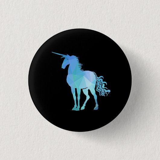 Badge Rond 2,50 Cm Bouton bleu de licorne de polygone (Devant)