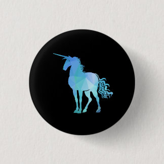 Badge Rond 2,50 Cm Bouton bleu de licorne de polygone