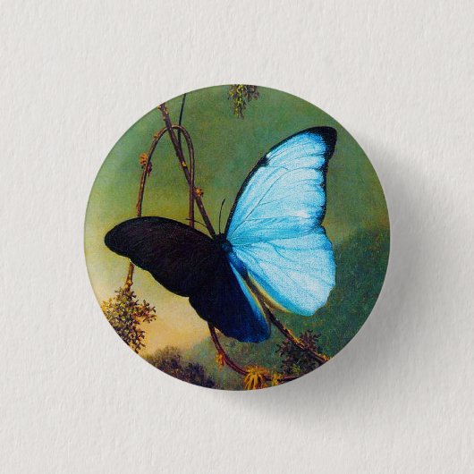 Badge Rond 2,50 Cm Bouton bleu de papillon de Morpho (Devant)