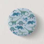 Badge Rond 2,50 Cm Bouton bleu dinosaures (Devant)