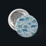 Badge Rond 2,50 Cm Bouton bleu dinosaures<br><div class="desc">Dinosaures mignons et peu effrayants sur un arrière - plan bleu. Grand.</div>