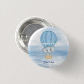 Badge Rond 2,50 Cm Bouton bleu éléphant à air chaud (Devant & derrière)