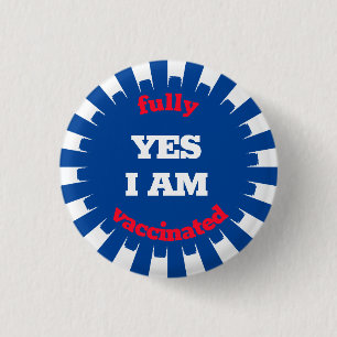 Badge Rond 2,50 Cm Bouton bleu rouge pour la vaccination