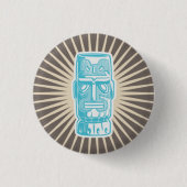Badge Rond 2,50 Cm Bouton bleu Tiki Man (Devant)
