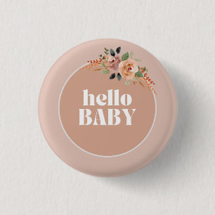 Badge Rond 2,50 Cm Bouton, Bonjour bébé, Boho Moderne Baby shower bad