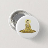 Badge Rond 2,50 Cm Bouton Bouddha Sérénité dorée (Devant & derrière)