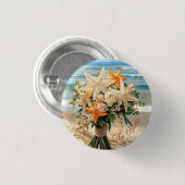 Badge Rond 2,50 Cm Bouton Bouquet de Starfish Mariage (Devant & derrière)