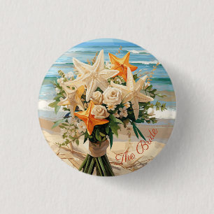 Badge Rond 2,50 Cm Bouton Bouquet de Starfish Mariage