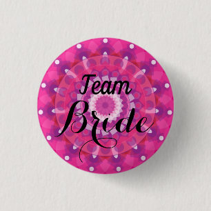 Badge Rond 2,50 Cm Bouton Bride de l'équipe de Mariage rose blanc