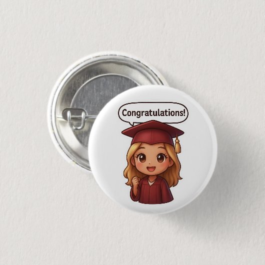 Badge Rond 2,50 Cm Bouton Brillant et Félicitations (Devant & derrière)