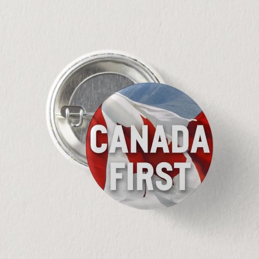 Badge Rond 2,50 Cm Bouton Canada d'abord (Devant & derrière)