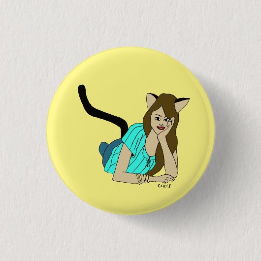 Badge Rond 2,50 Cm bouton catgirl (Devant)