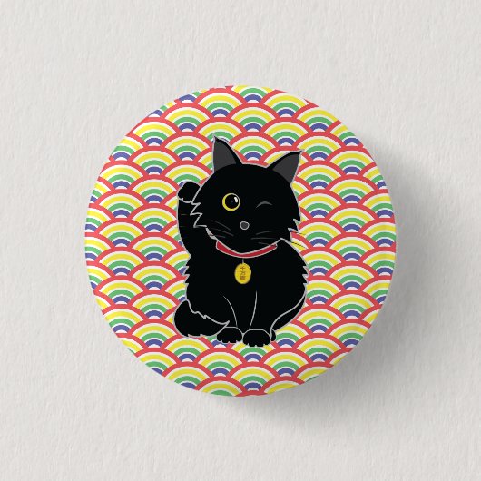 Badge Rond 2,50 Cm Bouton chanceux de Zelda de chat noir (Devant)