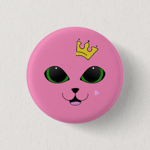 Badge Rond 2,50 Cm Bouton Chat Crowned Rose