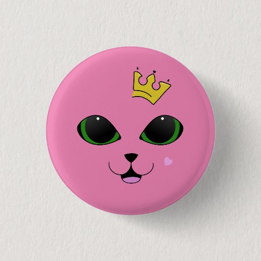 Badge Rond 2,50 Cm Bouton Chat Crowned Rose (Devant)