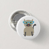 Badge Rond 2,50 Cm Bouton Chat en lunettes (Devant & derrière)