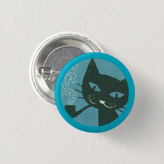 Badge Rond 2,50 Cm Bouton Chat Fumeur de Pipe (Devant & derrière)