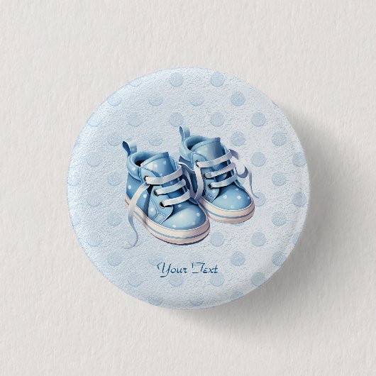 Badge Rond 2,50 Cm Bouton Chaussures Bébé Bleu (Devant)