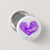 Badge Rond 2,50 Cm Bouton Cheerleading de coeur pourpre (Devant & derrière)