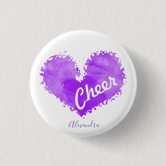 Badge Rond 2,50 Cm Bouton Cheerleading de coeur pourpre