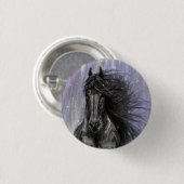 Badge Rond 2,50 Cm Bouton Cheval friésien MAGIQUE TWILIGHT (Devant & derrière)