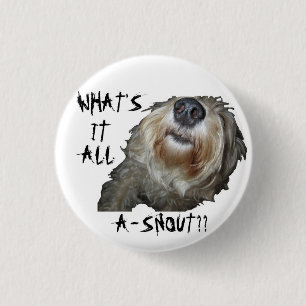 Badge Rond 2,50 Cm Bouton Chien "QU'EST-CE QUE C'EST QUE DE LA NEIGE"