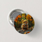 Badge Rond 2,50 Cm Bouton Chipmunk Automne (Devant & derrière)