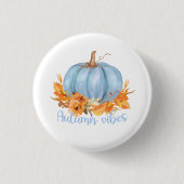 Badge Rond 2,50 Cm Bouton Citrouille bleu Vibes d'automne (Devant)