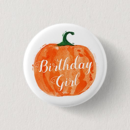 Badge Rond 2,50 Cm Bouton citrouille d'anniversaire (Devant)