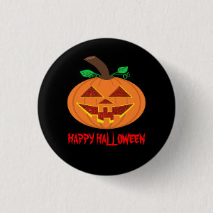 Badge Rond 2,50 Cm Bouton Citrouille d'Halloween Rouge Joyeux Eyed