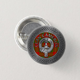 Badge Rond 2,50 Cm Bouton Clan Cameron Crest & Tartan Knot