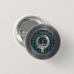 Badge Rond 2,50 Cm Bouton Clan Gordon Crest & Tartan Knot