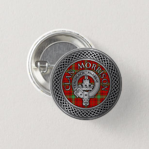 Badge Rond 2,50 Cm Bouton Clan Morrison Crest & Tartan Knot