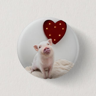 Badge Rond 2,50 Cm Bouton Coeur