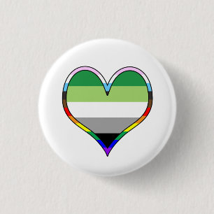 Badge Rond 2,50 Cm Bouton Coeur Aro Pride