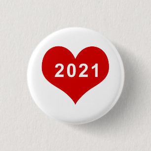 Badge Rond 2,50 Cm Bouton Coeur d'amour rouge 2021