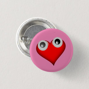 Badge Rond 2,50 Cm Bouton Coeur des yeux googly