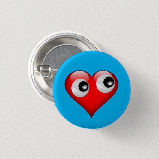 Badge Rond 2,50 Cm Bouton Coeur des yeux googly (Devant & derrière)
