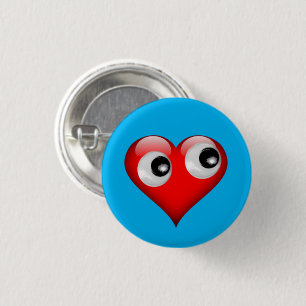 Badge Rond 2,50 Cm Bouton Coeur des yeux googly
