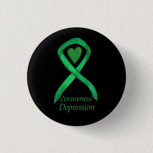 Badge Rond 2,50 Cm Bouton Coeur du ruban de sensibilisation à la dépr