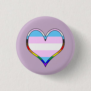 Badge Rond 2,50 Cm Bouton Coeur Trans Pride